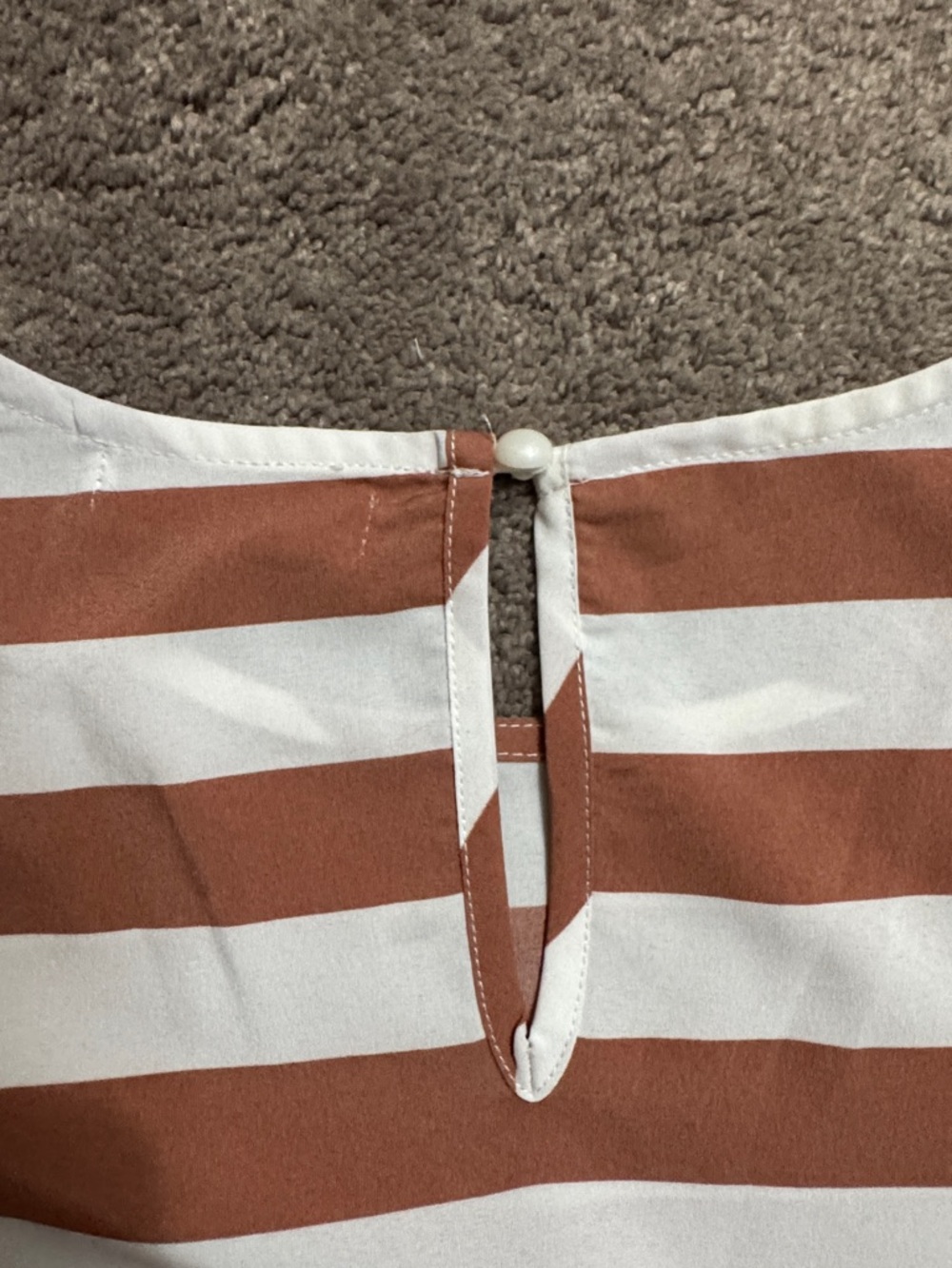 C+D+M Collection Striped Dress Rust White Flutter Sleeve SIZE S - Picture 7 of 7